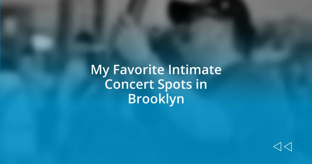 My Favorite Intimate Concert Spots in Brooklyn