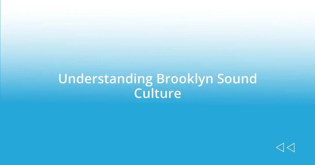 Understanding Brooklyn Sound Culture