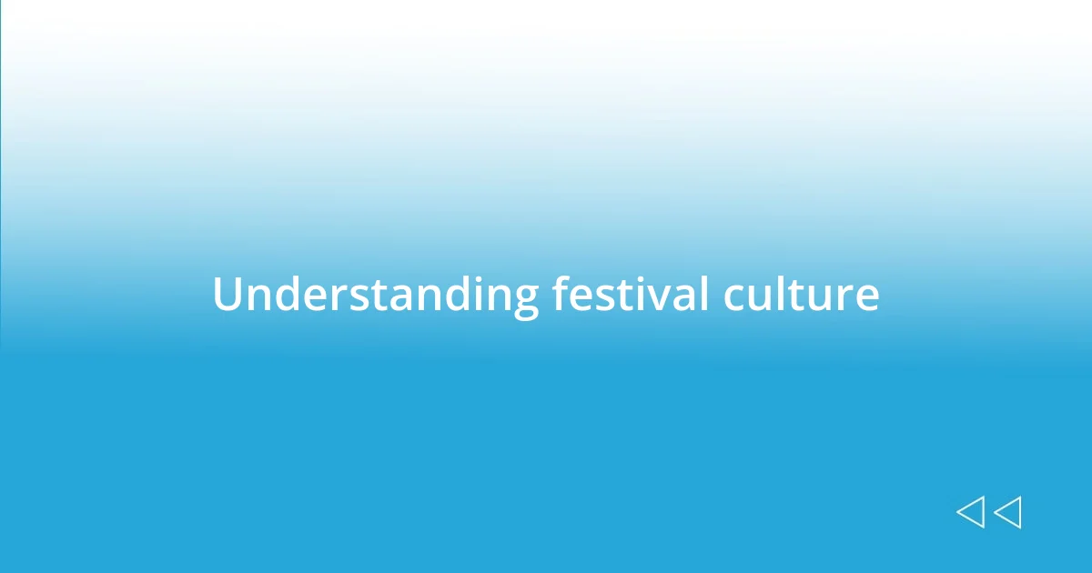 Understanding festival culture