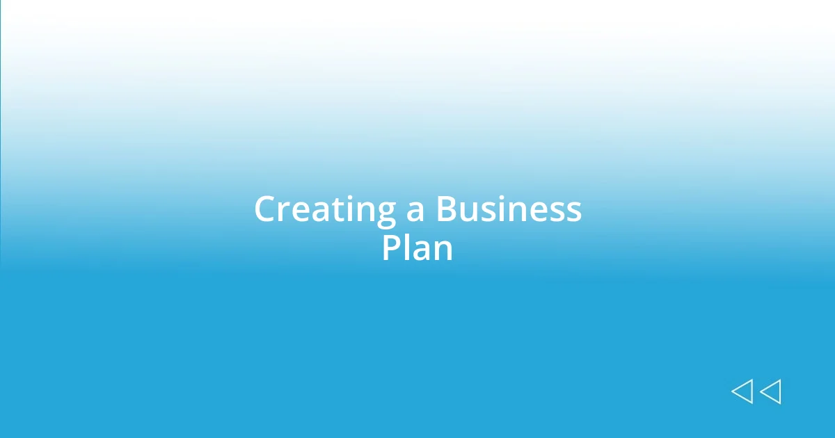 Creating a Business Plan