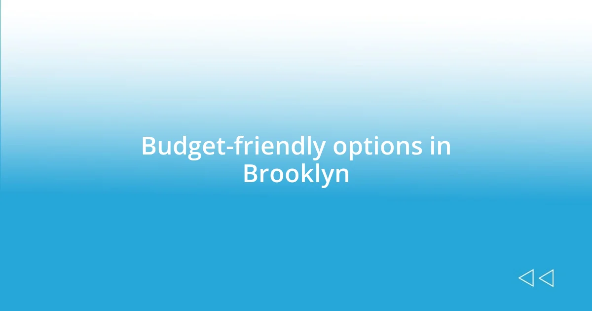 Budget-friendly options in Brooklyn