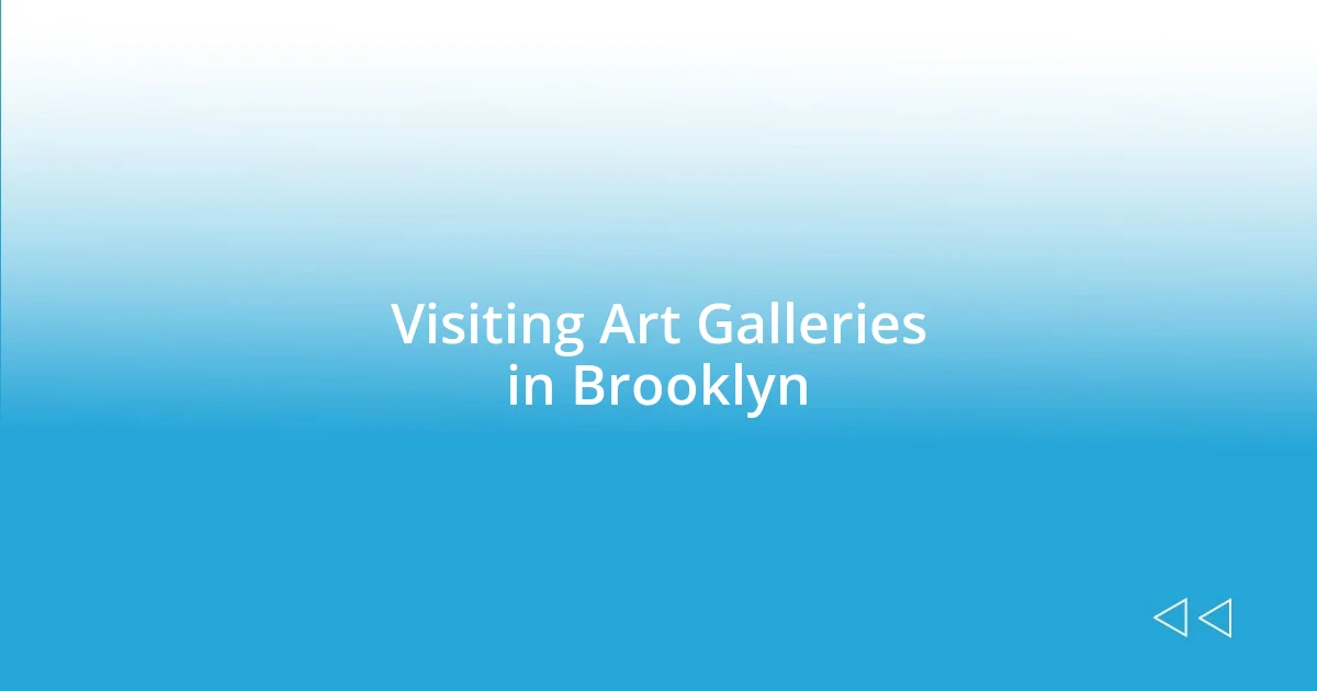 Visiting Art Galleries in Brooklyn