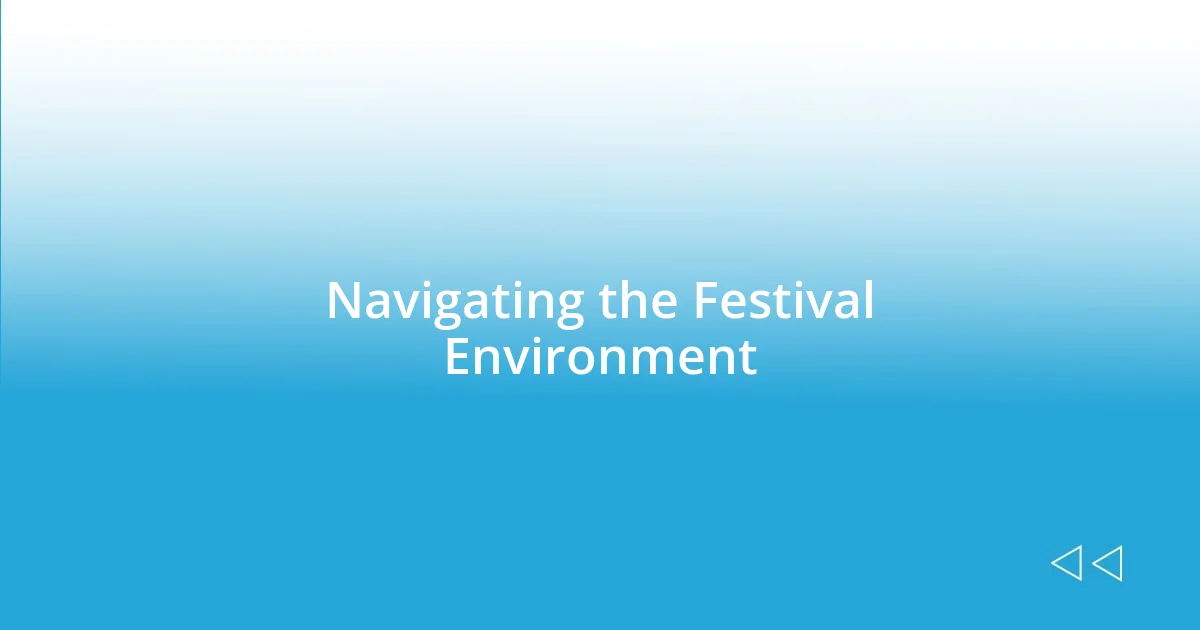 Navigating the Festival Environment